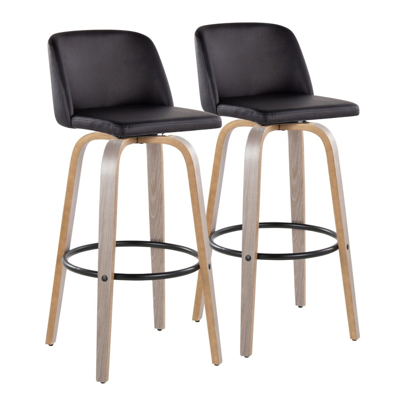 Toriano – 30″ Fixed-Height Faux Leather Barstool (Set of 2)