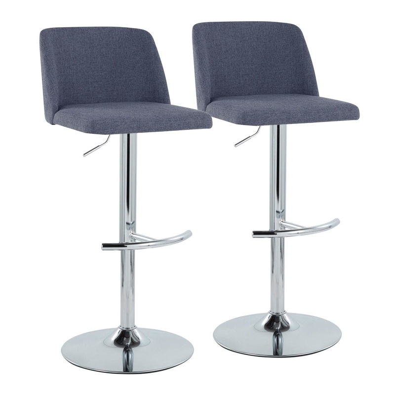 Toriano – Adjustable Barstool (Set of 2) – Chrome Base