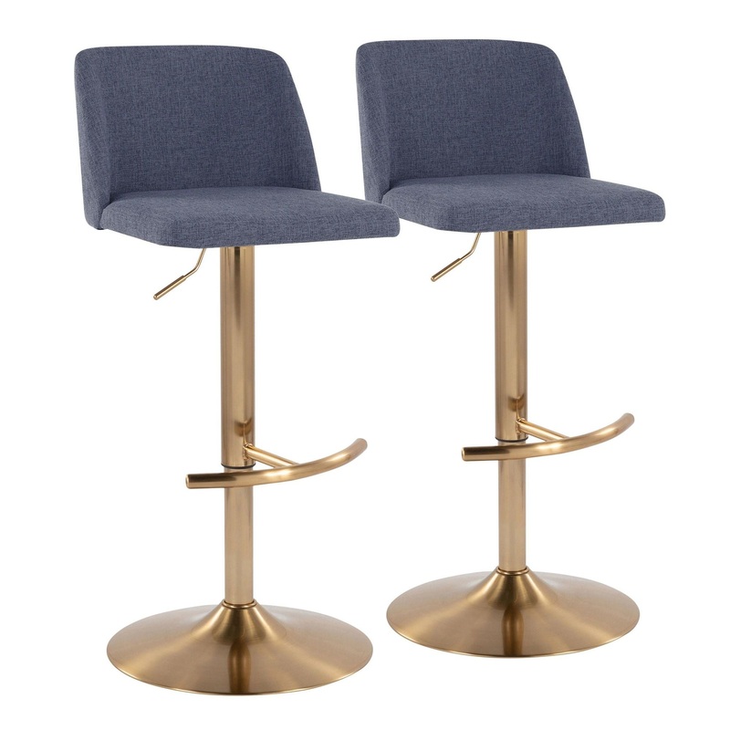 Toriano – Adjustable Barstool (Set of 2) – Gold Base