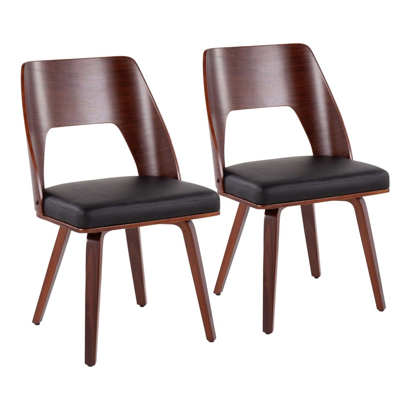 Triad – Chair – Walnut Bamboo And Black Faux Leather (Set of 2)