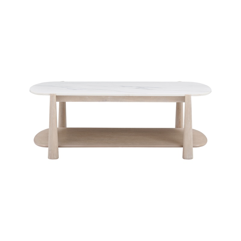 Horizons – Cocktail Table – White Oak / White Marble