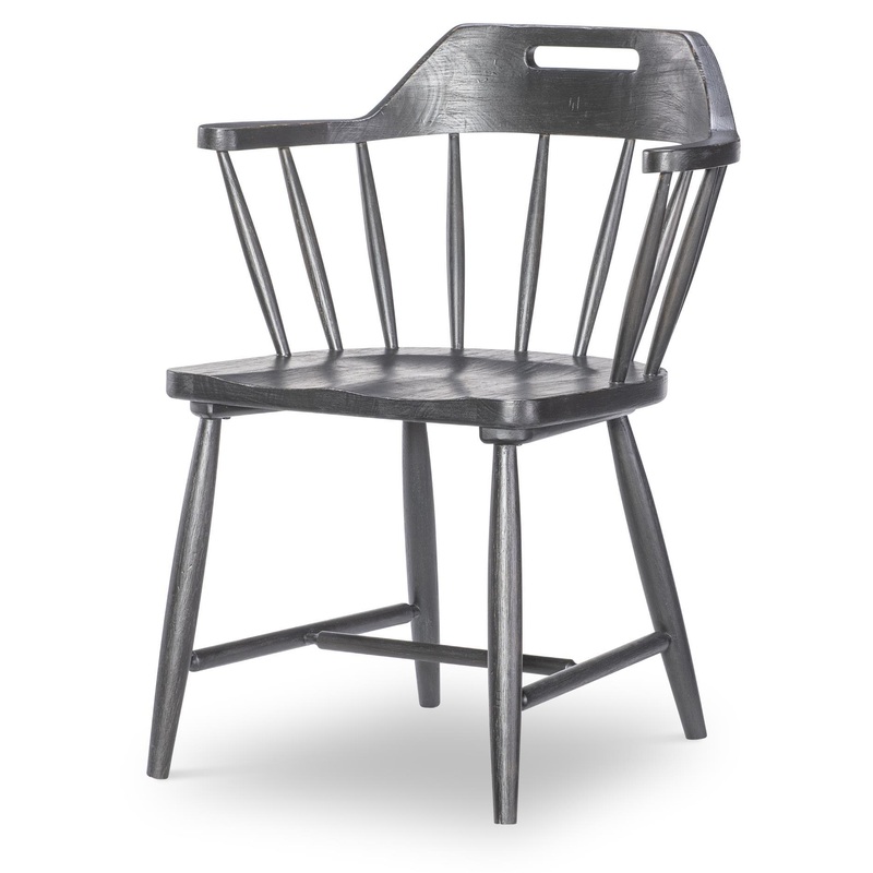 Vintage Market – Spindle Back Arm Chair With Handle Cut Out (Set of 2) – Kettle Black