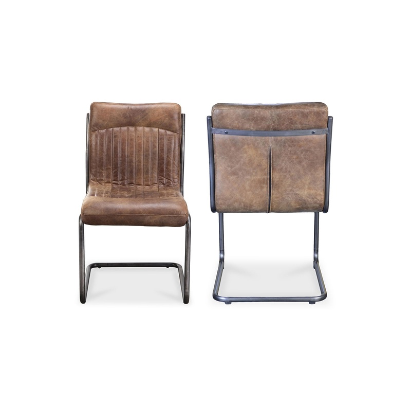 Ansel – Leather Dining Chair (Set of 2) – Grazed Brown