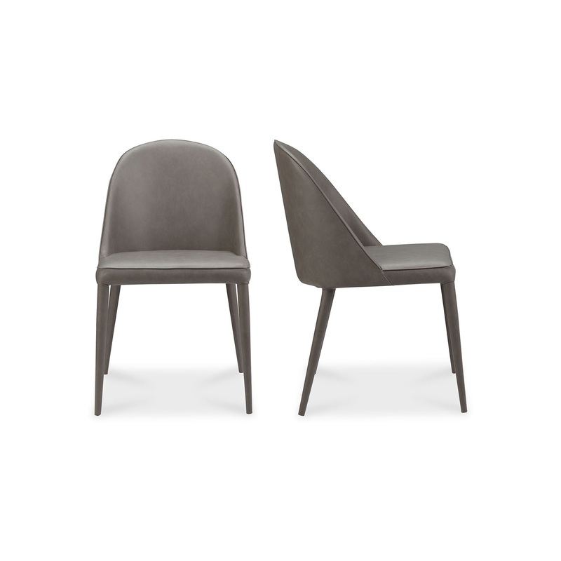 Burton – Vegan Leather Dining Chair (Set of 2) – Gray