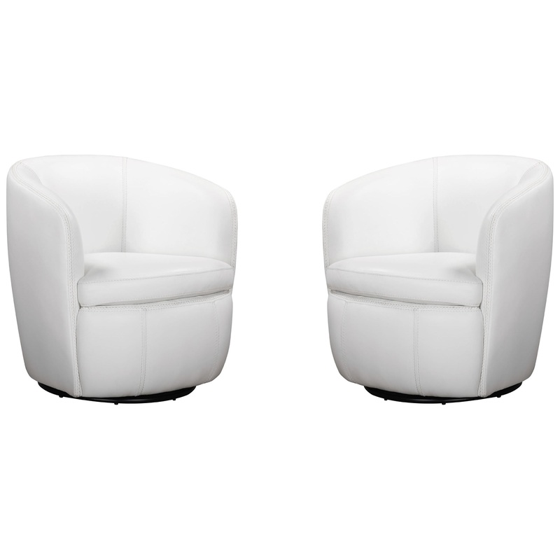 Barolo – 100% Italian Leather Swivel Club Chair (Set of 2)