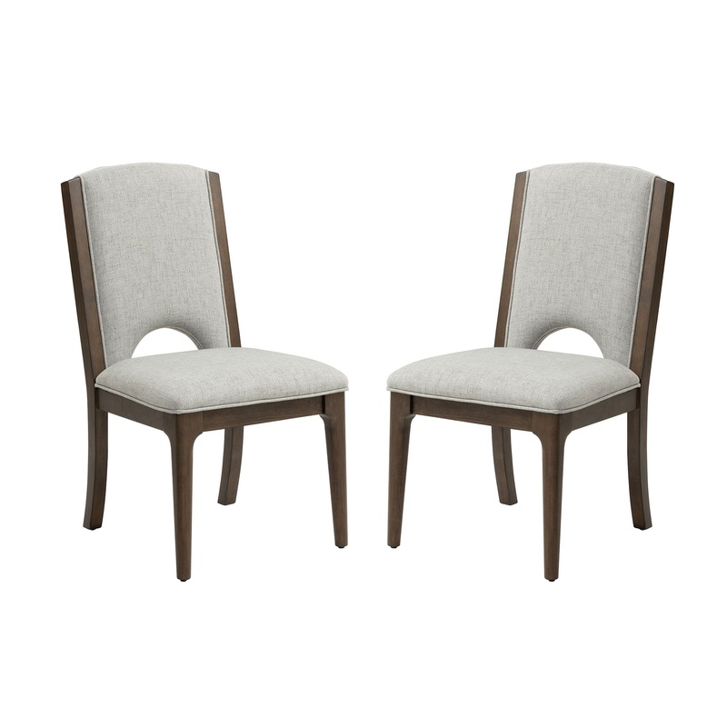 Athens – Upholstered Dining Chair (Set of 2) – Light Gray / Chocolate Brown