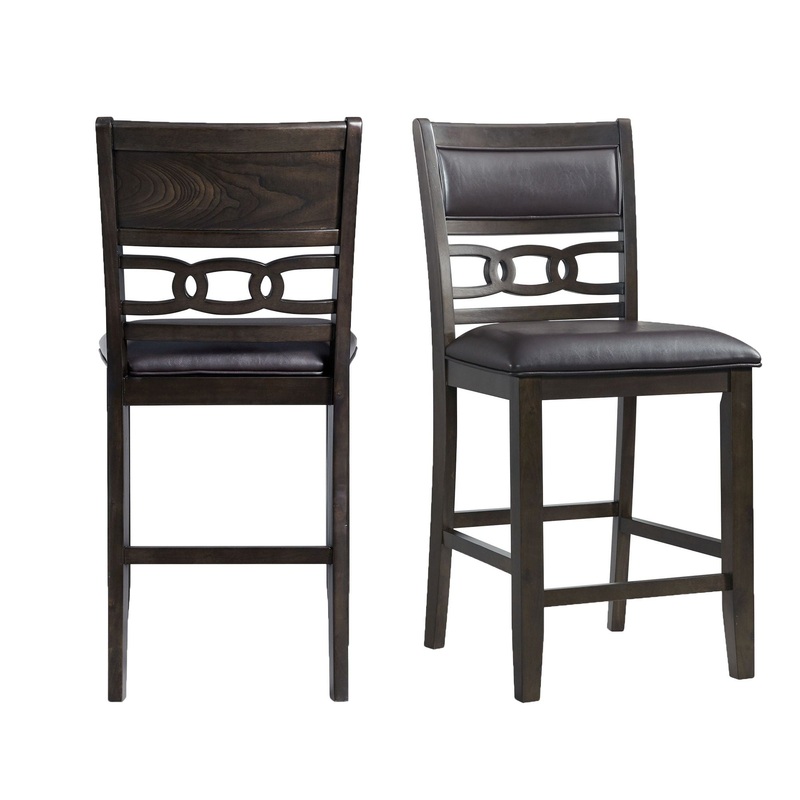 Amherst – Counter Height Faux Leather Side Chair (Set of 2) – Walnut