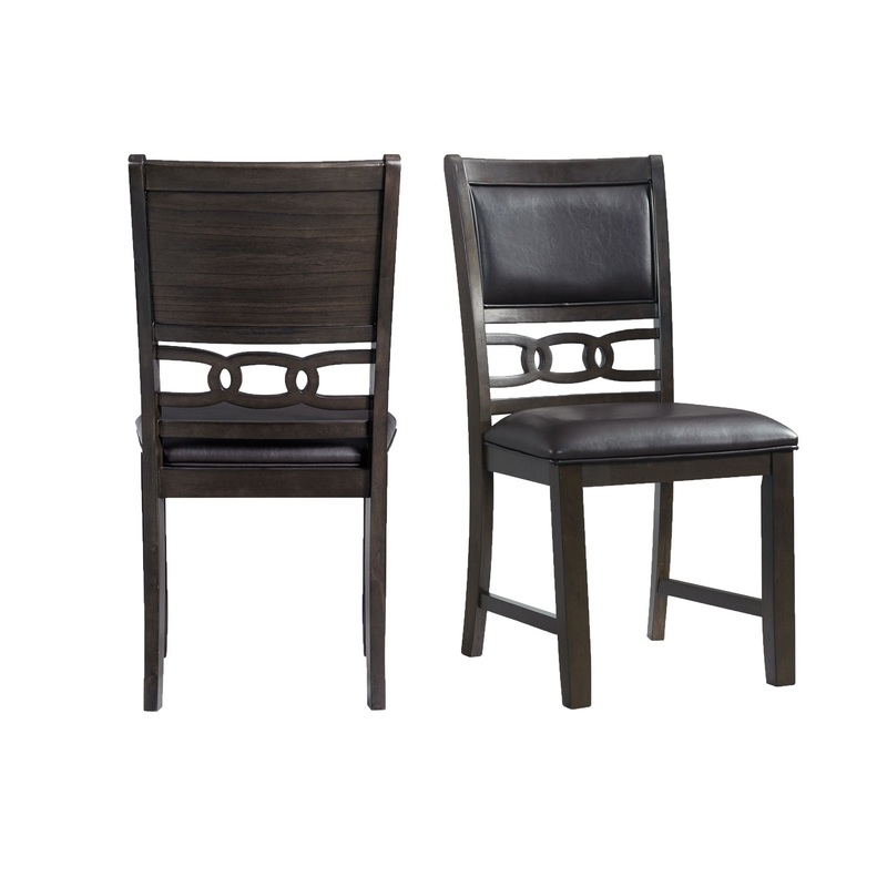Amherst – Standard Height Faux Leather Side Chair (Set of 2) – Walnut