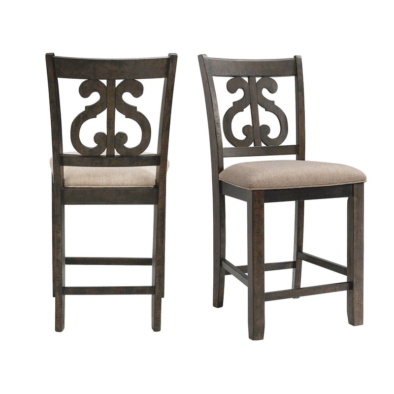 Stone – Counter Swirl Back Side Chair (Set of 2) – Smokey Walnut