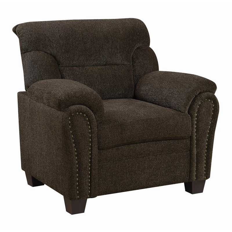 Clementine Upholstered Chair with Nailhead Trim Brown