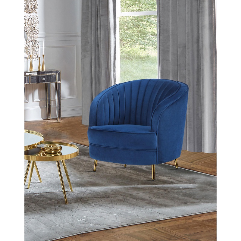 Sophia Upholstered Vertical Channel Tufted Chair Blue