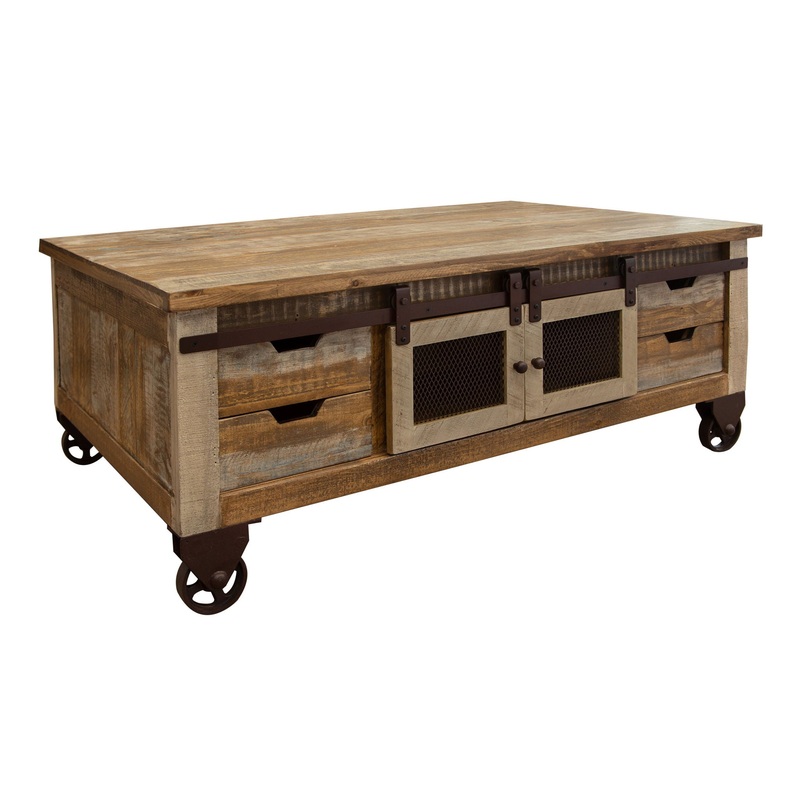 Antique – Cocktail Table With 8 Drawers / 4 Doors – Multicolor