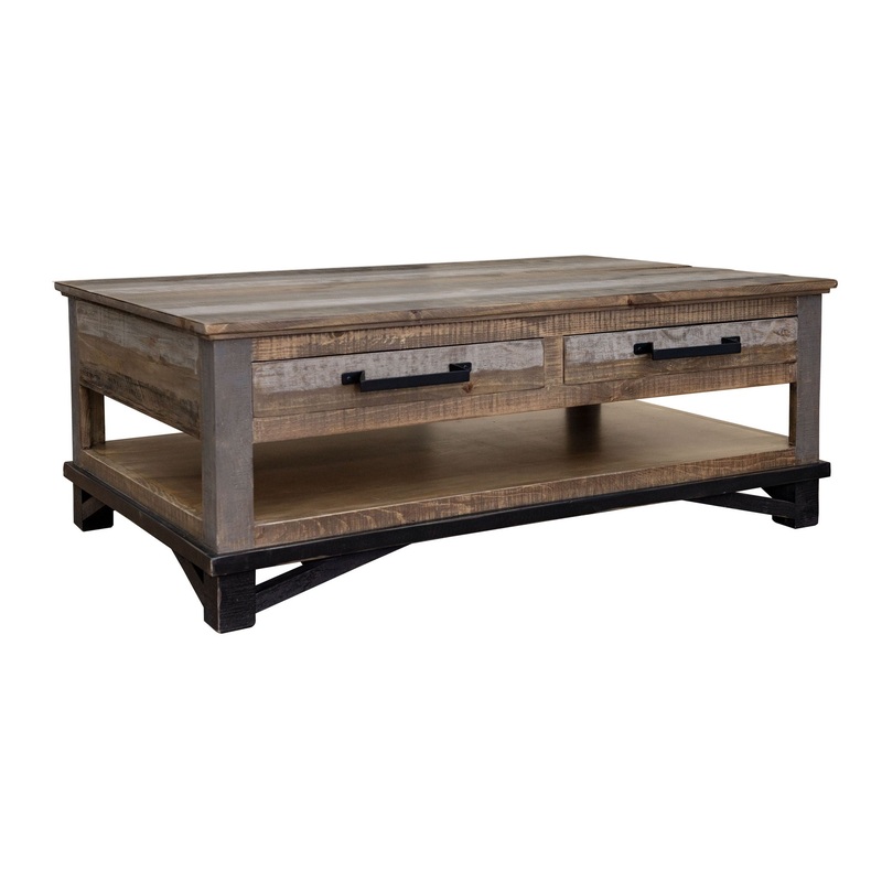 Loft Brown – Cocktail Table 4 Drawers – Two Tone Gray / Brown