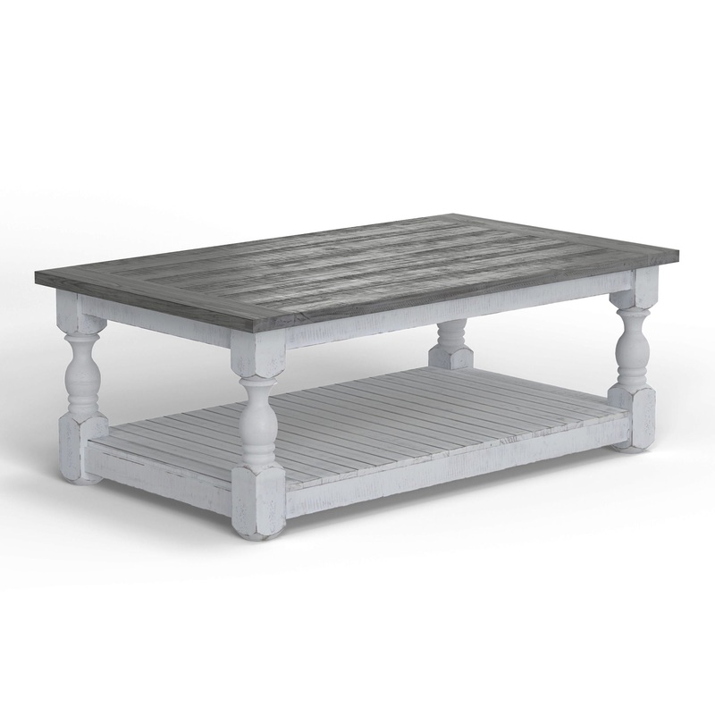 Stone – Cocktail Table – Antiqued Ivory / Weathered Gray