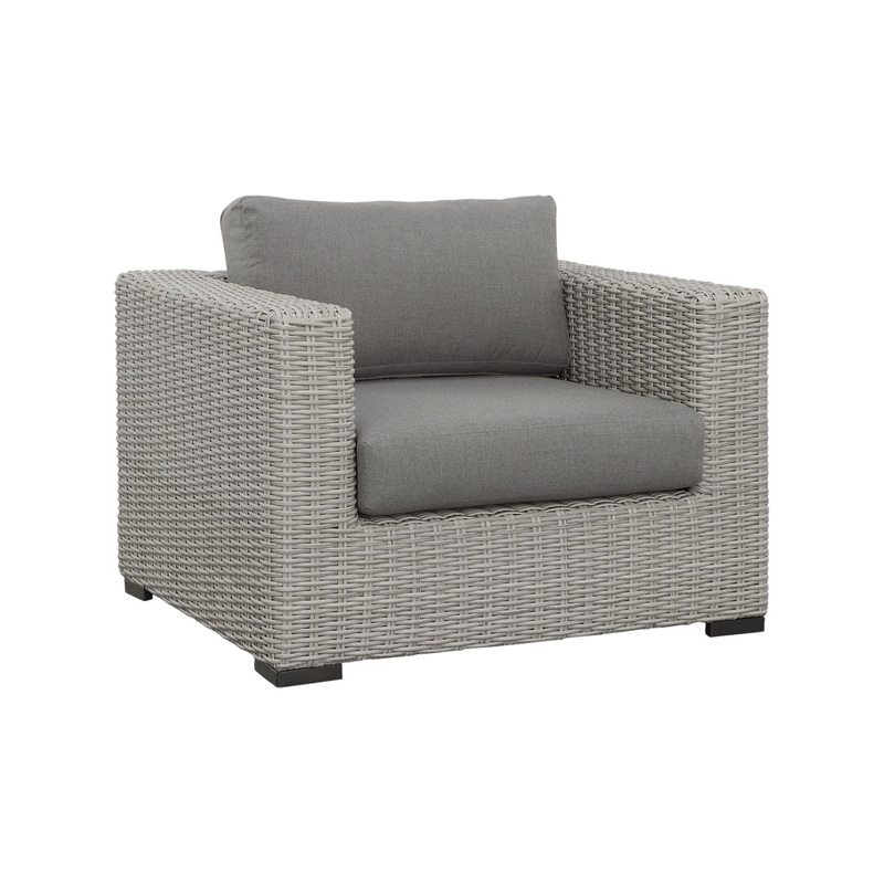 Blakley – Outdoor Lounge Chair (Set of 2) With Half-Round Wicker – Gray