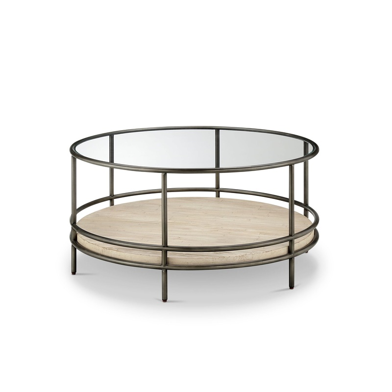 Cena – Round Cocktail Table – Natural And Vintage Nickel