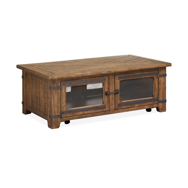 Chesterfield – Top Storage Cocktail Table With Casters – Farmhouse Timber