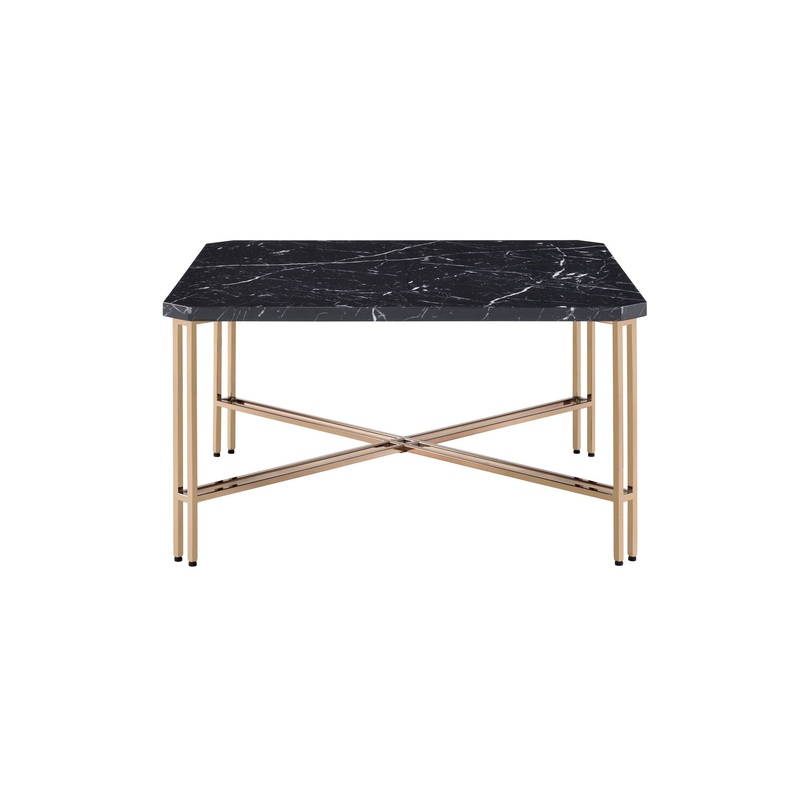 Daxton – Faux Marble Top Square Cocktail Table – Black