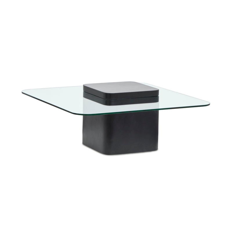 Donora – Square Cocktail Table – Clear Glass And Obsidian