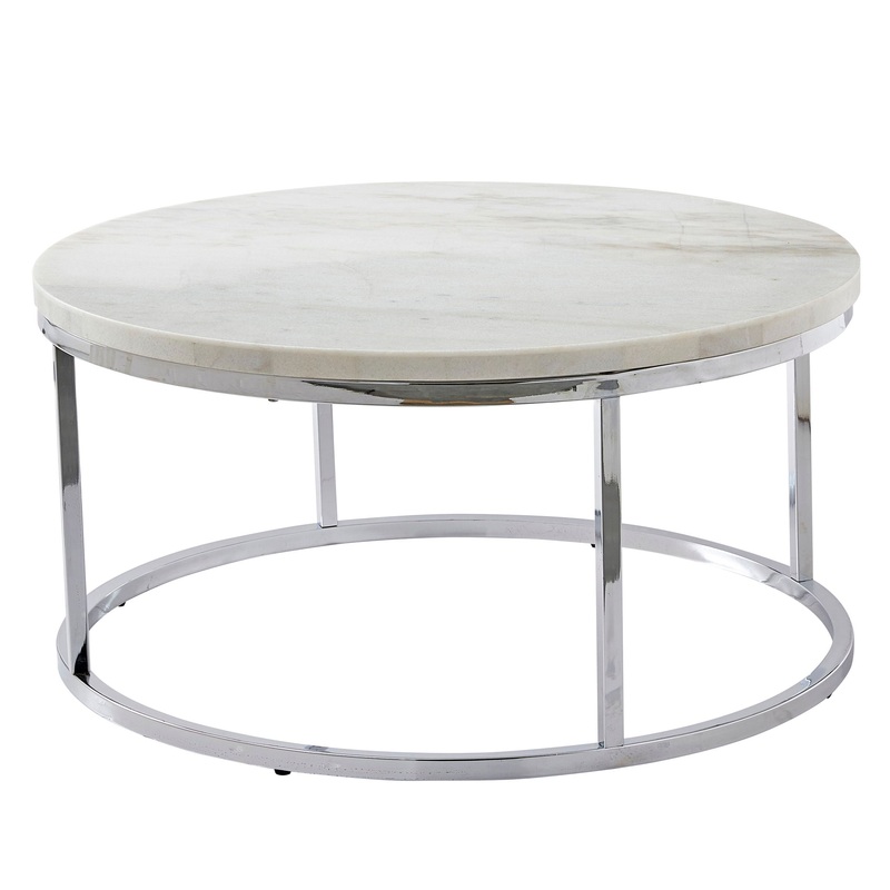 Echo – White Marble Top Round Cocktail Table – White