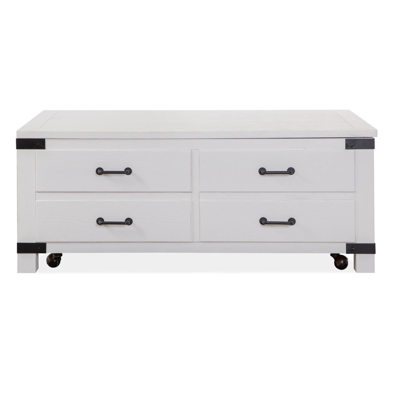 Harper Springs – Lift Top Storage Cocktail Table With Casters – Silo White