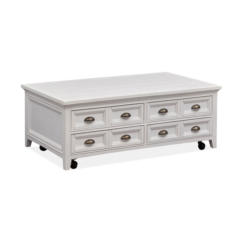 Heron Cove – Lift Top Storage Cocktail Table With Casters – Chalk White