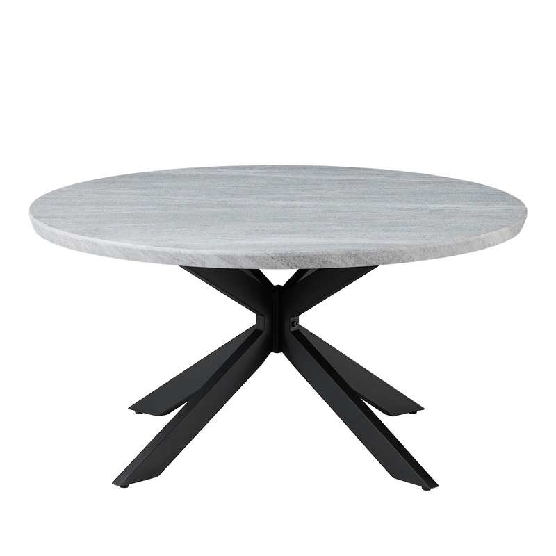 Keyla – Faux Marble Round Cocktail Table – Gray