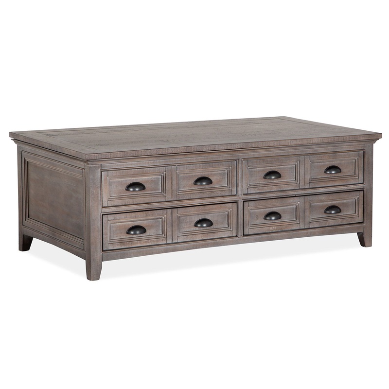 Paxton Place – Lift Top Storage Cocktail Table With Casters – Dovetail Grey