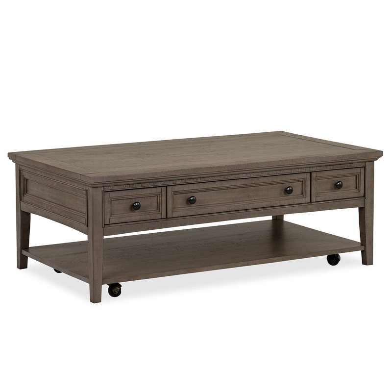 Paxton Place – Rectangular Cocktail Table With Casters – Dovetail Grey