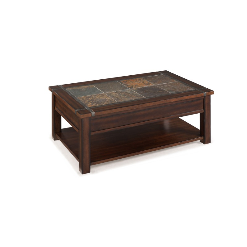 Roanoke – Rectangular Lift Top Cocktail Table (With Casters) – Cherry And Slate
