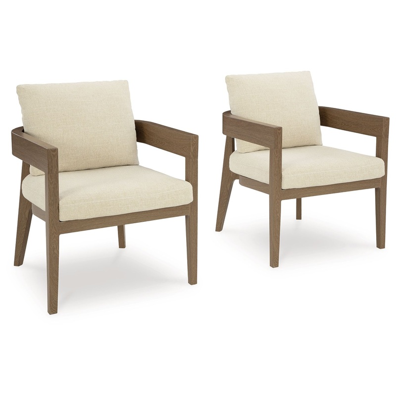 Serene Bay – Dark Brown / White – Arm Chair With Cushion (Set of 2)
