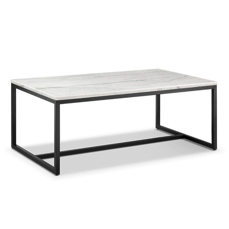 Torin – Rectangular Cocktail Table – White Marble And Matte Black