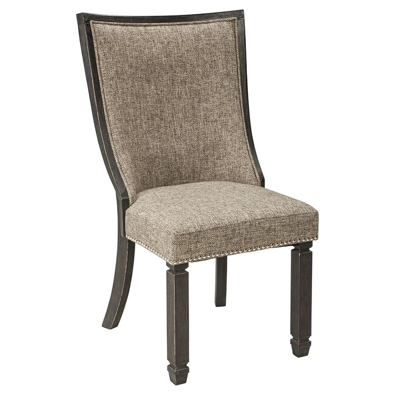 Tyler Creek – Black / Grayish Brown – Dining UPH Side Chair (Set of 2) – Framed Back