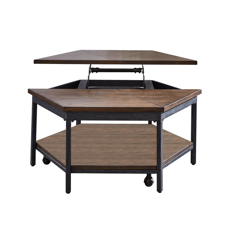 Ultimo – Hexagon Lift Top Cocktail Table – Brown