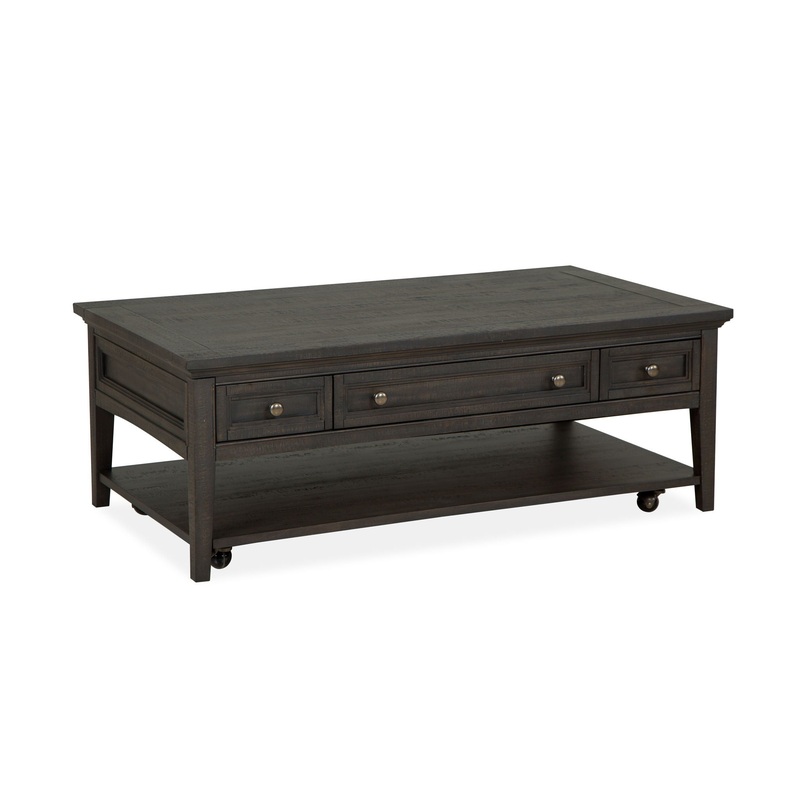 Westley Falls – Rectangular Cocktail Table With Casters – Graphite