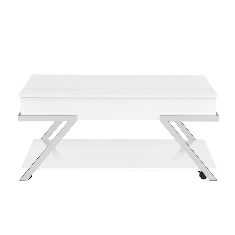 Zena – Lift-Top Cocktail Table With Casters – White