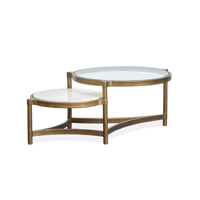 Cassidy – Shaped Cocktail Table – Aged Brass And Volakas Classic