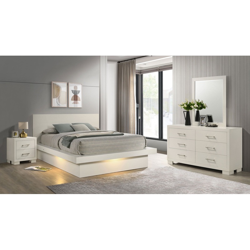 Jessica 4-piece Eastern King LED Bedroom Set Snow White