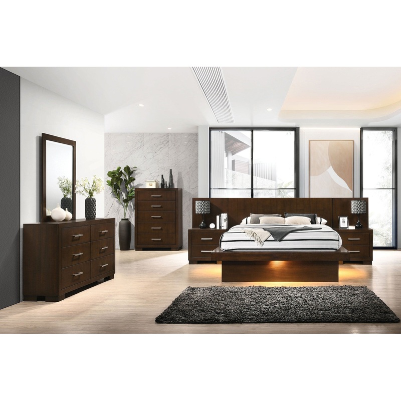 Jessica 4-piece Queen LED Bedroom Set Cappuccino
