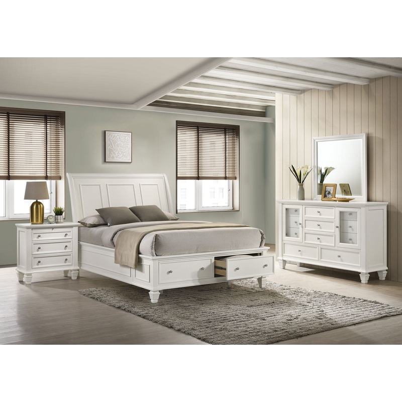 Sandy Beach 4-piece Queen Bedroom Set Cream White