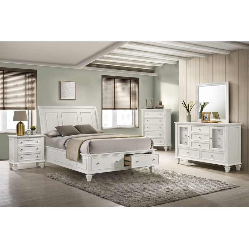 Sandy Beach 5-piece Queen Bedroom Set Cream White