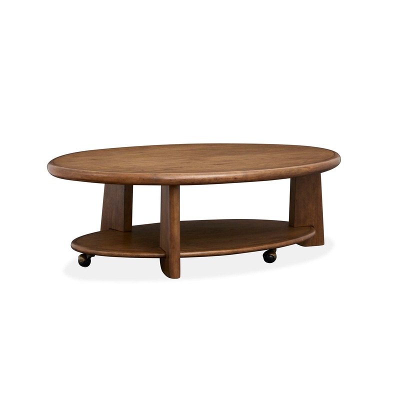Tanner – Oval Cocktail Table With Casters – Tawny Brown