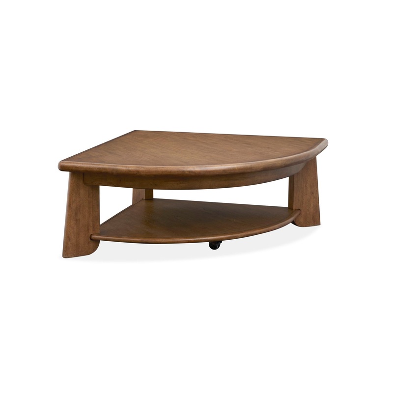 Tanner – Pie Shaped Lift Top Cocktail Table With Casters – Tawny Brown