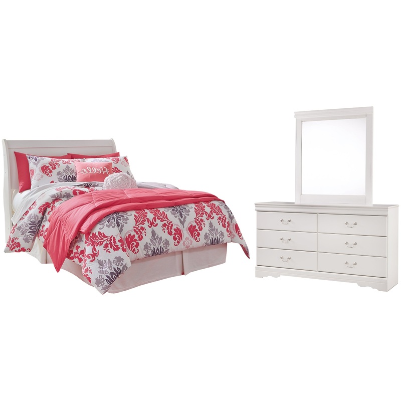 Anarasia Full Sleigh Headboard with Mirrored Dresser