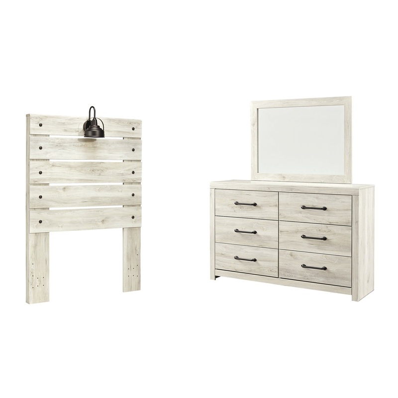 Cambeck  Panel Headboard With Mirrored Dresser