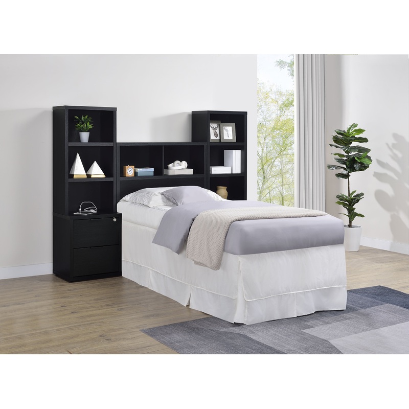 Westpark 3-piece Twin Bedroom Set Bookcase Headboard Black