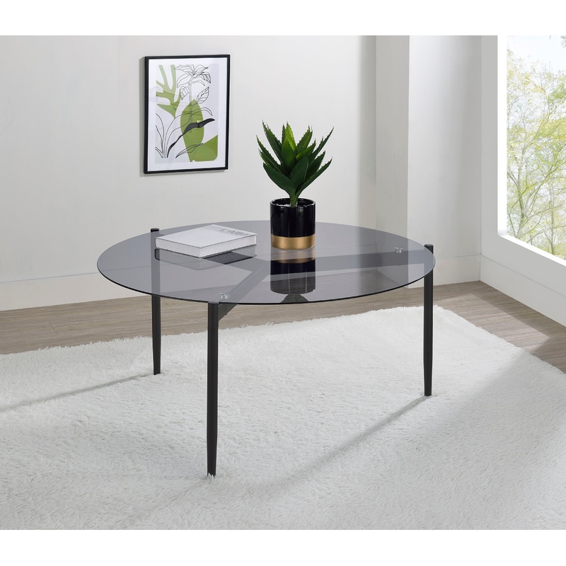 Rosalie Round Smoked Glass Top Coffee Table Grey