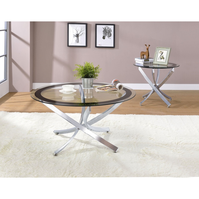 Brooke 2-piece Round Coffee and End Table Set Chrome