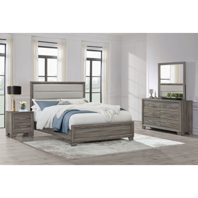 Wright 4-piece Eastern King Bedroom Set Brown Oak