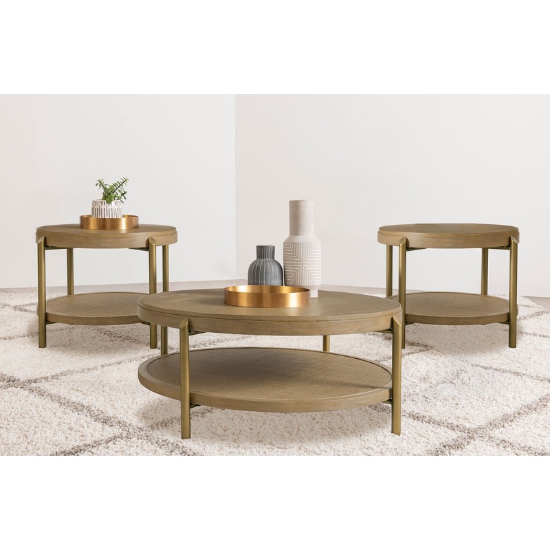 Arini 3-piece Round Coffee and End Table Set Sand Wash